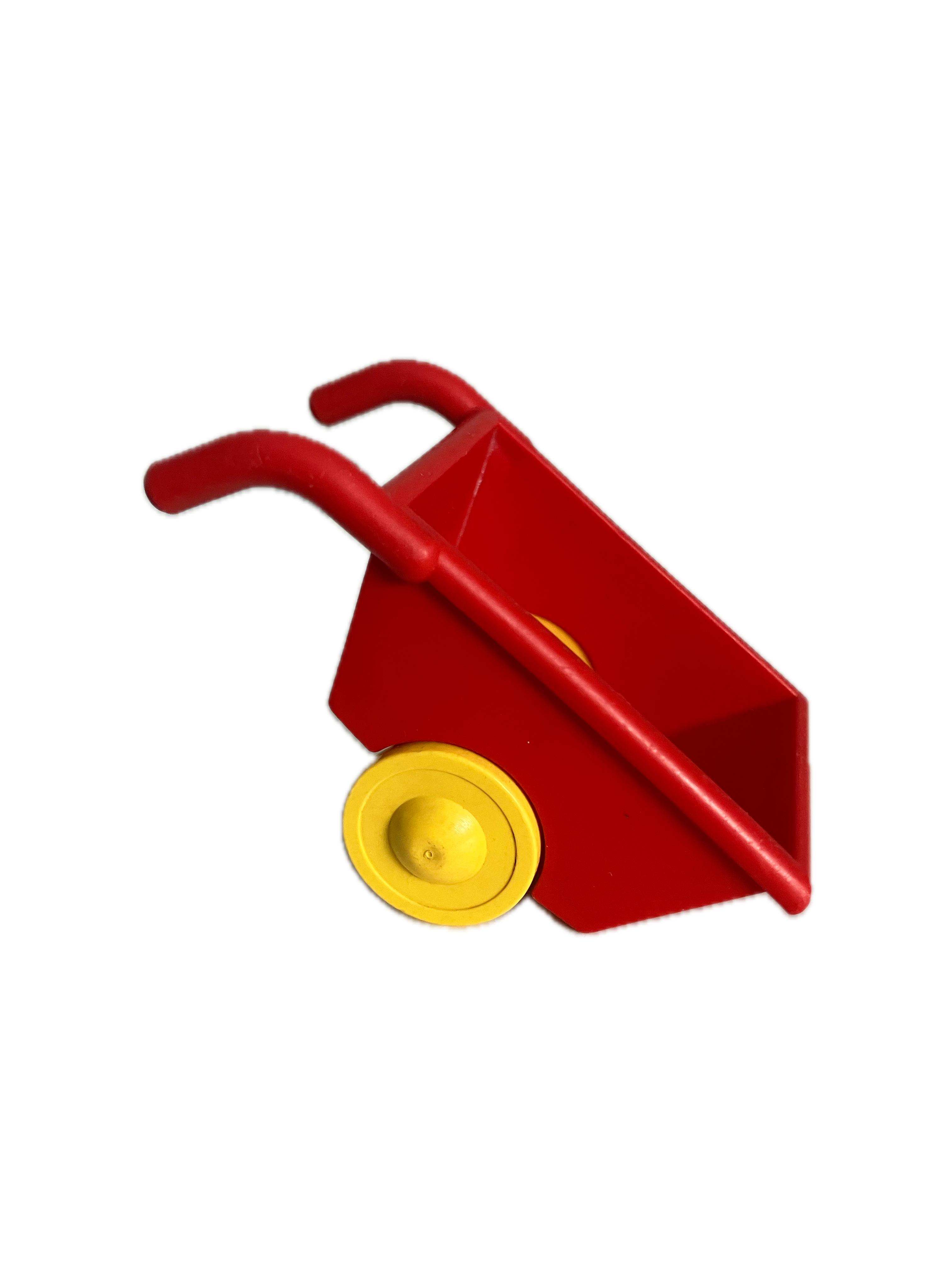 Lego® Duplo® kolečko červené-OKOUSANÉ RUKOJETI, OTISKY ZUBŮ NA ŽLUTÝCH KOLECH